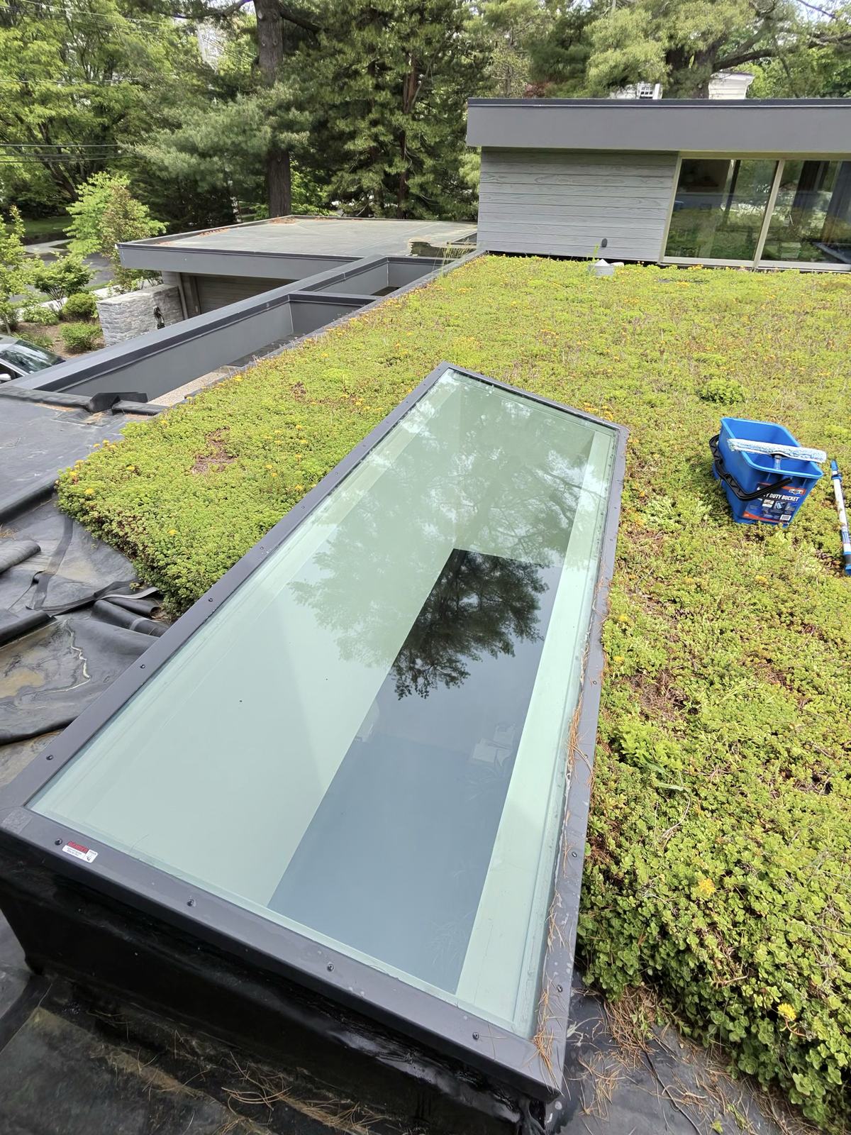 A skylight on a Newton home cleaned to a clear, streak-free finish